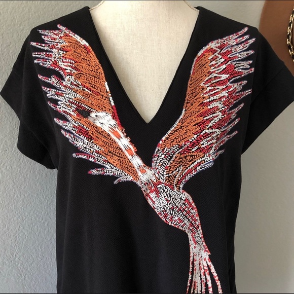 Zara Black V neck Phoenix Shift Dress - Picture 2 of 4